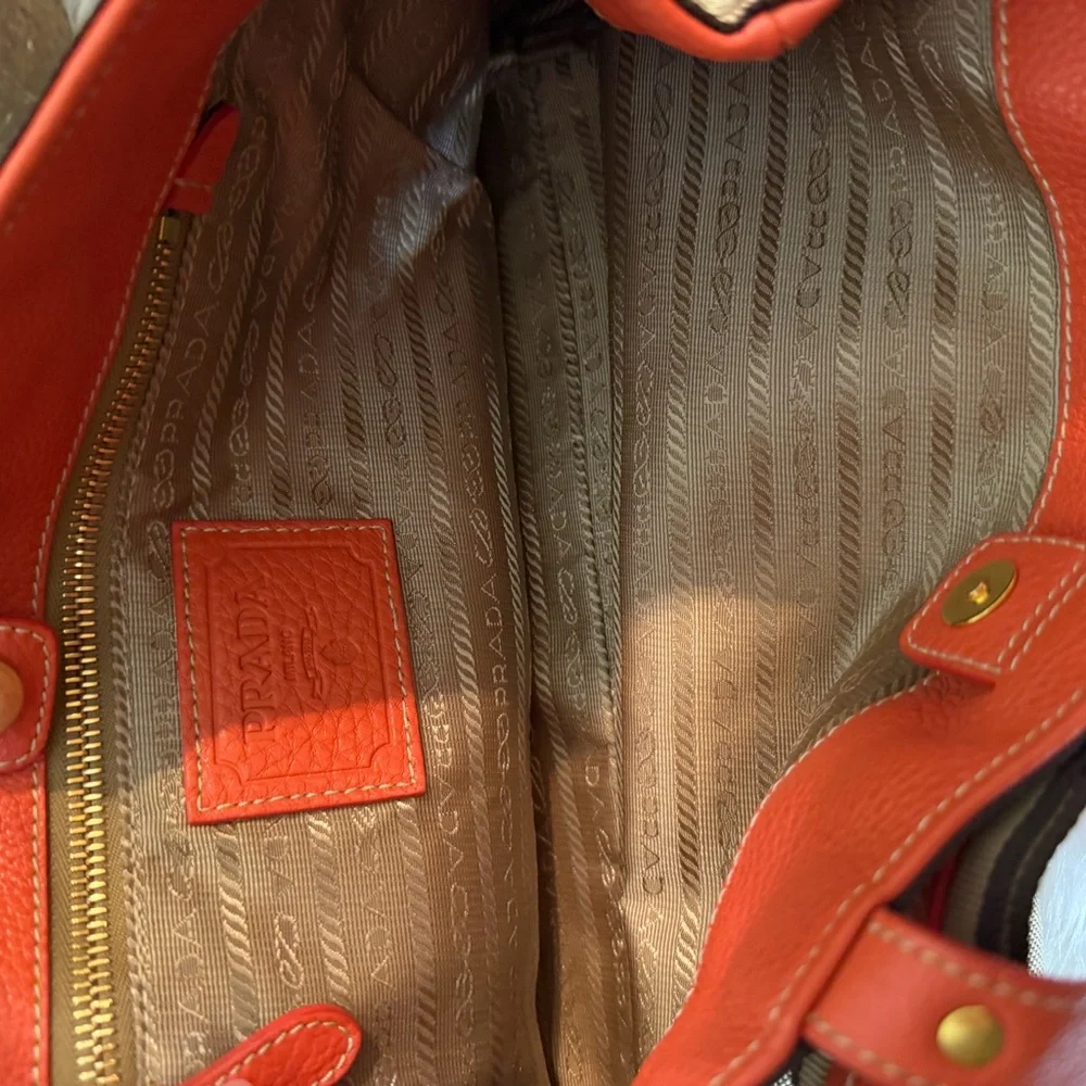 Prada Beige and Red Canvas Tote - Picture 7 of 8